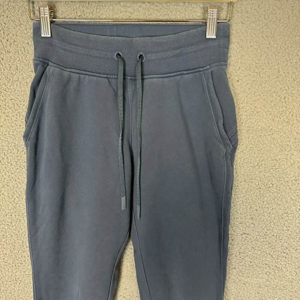 Lululemon‎ Pants Womens 4 Blue Warm Down Jogger Casual Workout Gym French Terry